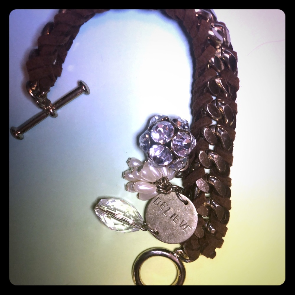 Braided toggle bracelet with pendants